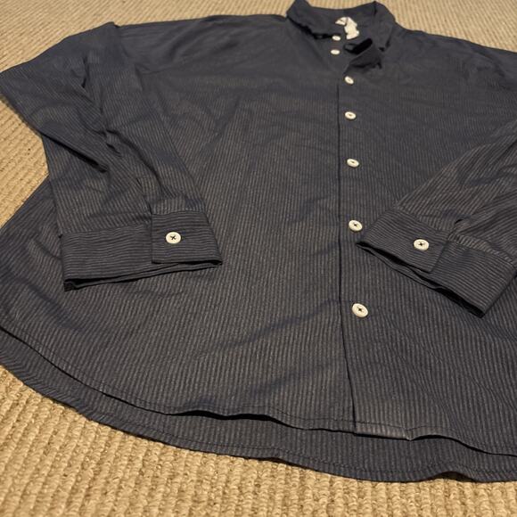 Lululemon Men's Sz L Bonded Voyage L/S Stretch Shirt Heather Blue Stripe M090803 - Picture 4 of 10